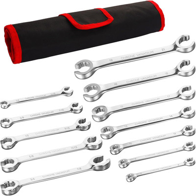 12-Piece Flare Nut  Set, Metric & Standard, 12-Point Line  Set 1/4'' to 7/8'' & 6-