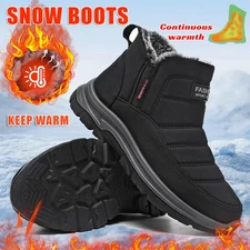 Men's Outdoor Winter Ankle Snow Boots Insulated Waterproof Warm Fur Lining Shoes