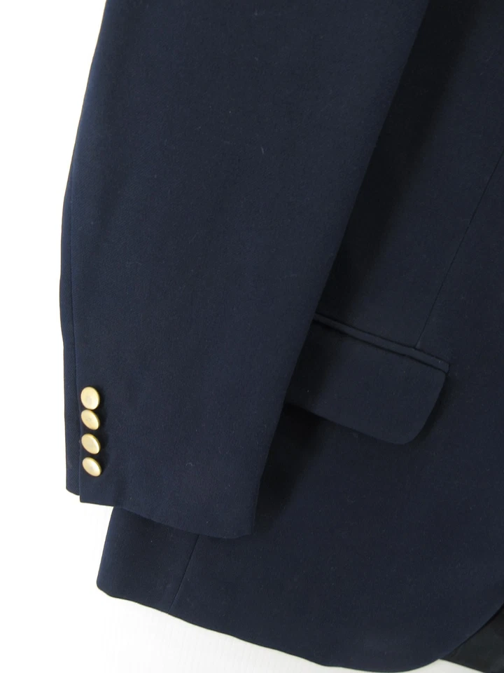 VINTAGE LL Bean Sport Coat Men 42 Long Blue Blazer Jacket Gold Buttons 90s USA - Image 3 of 4