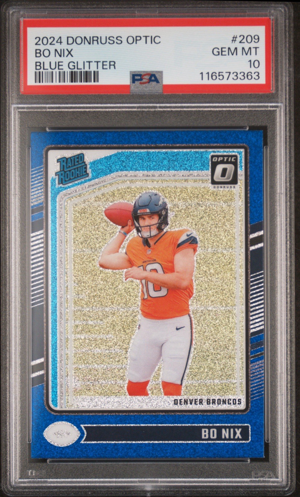 2024 PANINI DONRUSS OPTIC BLUE GLITTER #209 BO NIX ROOKIE RC PSA 10