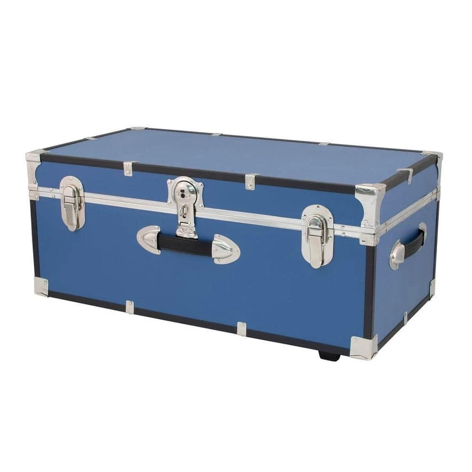 Seward Trunk Storage Trunk with Wheels and Lock 30in W Wood Material Misty Blue - Image 2 of 4