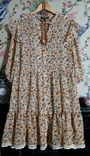 Vintage style cream lemon & mustard ditsy floral occasion dress size 16 Primark 
