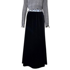 Vintage 90s Black Velvet Maxi Skirt Whimsigoth The Craft Forest Fairy Flowy