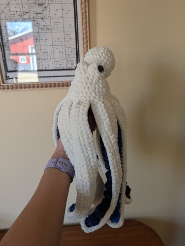 Weiß Blau Handarbeit Amigurumi gehäkelt Anker der Oktopus Mini Version - Bild 3 von 6