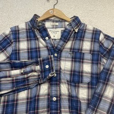 Abercrombie Fitch Shirt Mens M Blue Plaid Muscle Fit Long Sleeve Button Down