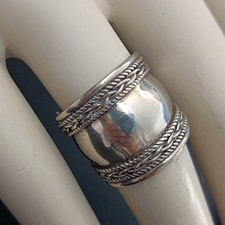 Vintage Silver Wide Domed Band Ring Boho Puffy Bold Statement Sterling 8.75 Boho