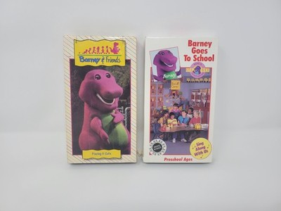 Barney & Friends + Goes To School Lot Of Two VHS Video Tape Time Life PBS Tested