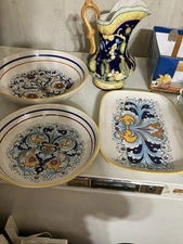 Ceramica Nova DERUTA ITALIAN Hand Painted Ceramic 13.5" Large Bowl Griffin