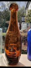 Kington Victorian Amber Glass Half Hamilton  Skittle Bottle