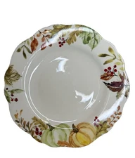 Set x4 Potter's Studio Fall Harvest Thanksgiving Pumpkin Scalloped Dinner Plates