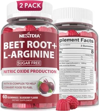 Beet Root Gummies & L-Arginine, Nitric Oxide Supplements for Men & Women w/Organ