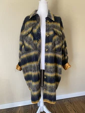Oversized Urban Outfitters Long Flannel Jacket Wool Lightweight Medium Large