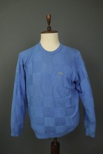 Lacoste Blue Cotton Blend Knitted Raglan Sleeve Crew Neck Pullover Sweater Sz 6