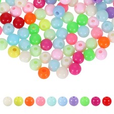 100pcs Random Light Color Acrylic Round Beads 6mm Plastic Resin Loose Bead