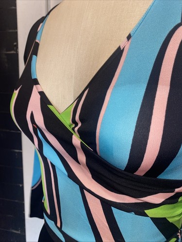 New Never Worn Black Dress Abstract Print ISSA London Jersey Silk Wrap Dress S 4 - Picture 3 of 12