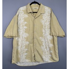 Tommy Bahama Hawaiian Shirt Mens XL 100 Silk Floral Yellow White Tropical Beach