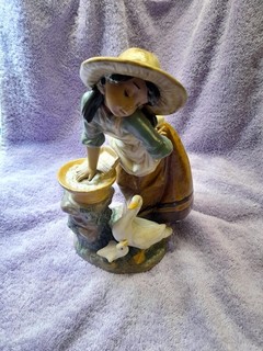 Lladro Figurine Lady With Geese And Wash Basket Perfect Condition.