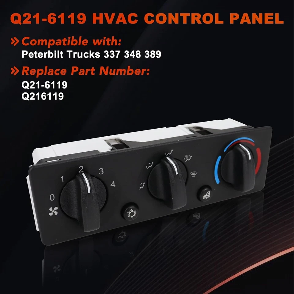HVAC A/C Heater Climate Control Module Panel Switch For Peterbilt Truck Q21-6119 - Image 2 of 4