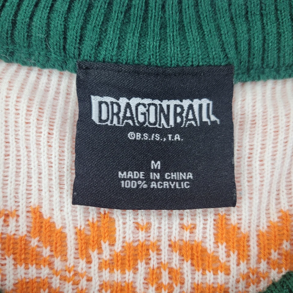 Suéter Dragon Ball Goku Anime Navidad Vacaciones Tejido Verde/Naranja Para Hombre’s M Foto 3 de 4