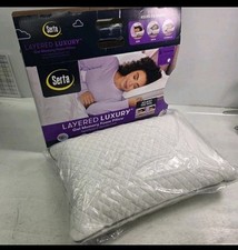 Almohada Queen estándar de espuma viscoelástica de gel de lujo Serta en capas con cremallera/increíble blanca NUEVA EN CAJA
