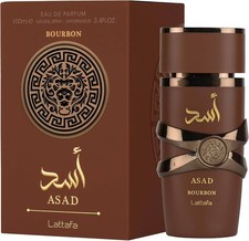 Lattafa Asad Bourbon Eau de Parfum Spray 3.4 fl oz 100ml Bourbon Scent