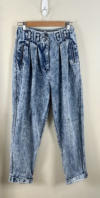 #ad Vtg 80’s Acid Wash Pleated Mom Jeans Women’s Sz 10 Cuffed High Waisted $34.95