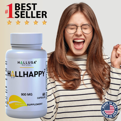 HALLHAPPY - Mood, Anxiety & Stress Support - Emotional Well-being - 60 Capsules