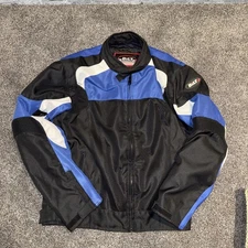 BiLT Black Blue White motorcycle jacket Size Large Great Condition