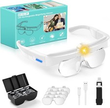 Rechargeable Magnifying Glasses with Lights, Flip-up, Hands Free Headband
