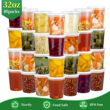 40 Pack 32oz Deli Containers with Lids BPA-Free Leakproof Microwave Freezer Safe