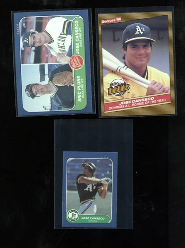 (3) Jose Canseco RC 1986 Donruss Highlights 1987 Fleer #649 & Mini #87 Rookie