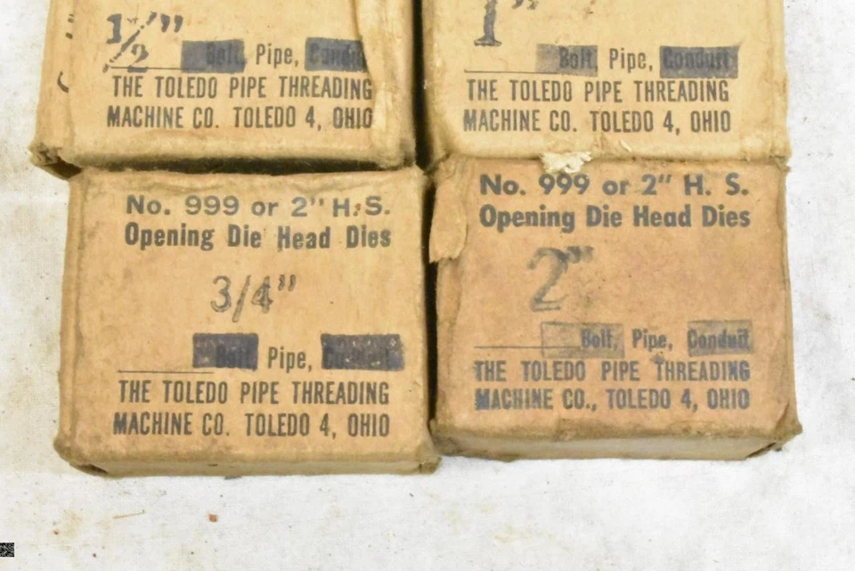4 NOS Sets of Toledo Bolt Pipe Threading Dies 1/2" 3/4" 1" & 2" - Image 3 of 4