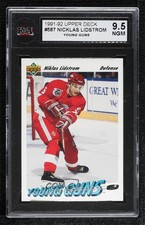 1991-92 Upper Deck Young Guns UD Logo Hologram Nicklas Lidstrom KSA 9.5 HOF 0h5t