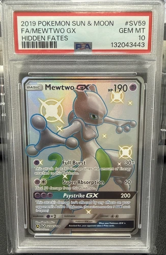 2019 POKEMON SUN & MOON HIDDEN FATES #SV59 FULL ART/MEWTWO GX PSA 10