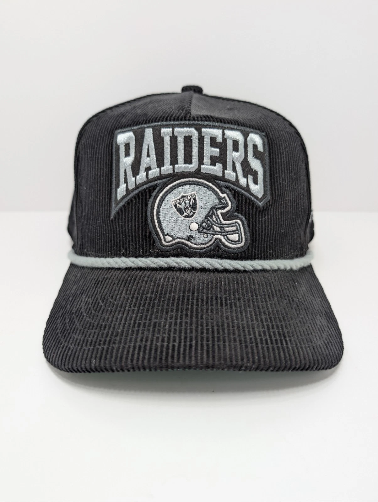 Las Vegas Raiders New Era The Golfer Black Corduroy Snapback Adjustable Hat OSFM