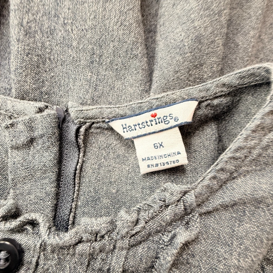 Hartstrings Girls Denim Long Sleeve Ruffle Button Down Dress 6x - Image 3 of 4