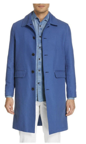 NWOT Eidos Napoli by Isaia Light Blue Cotton Car Coat EU54 (US44) Spring Summer
