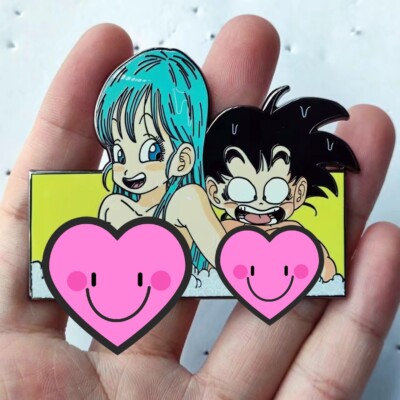 Anime Dragon Ball Z Goku and Bulma bathing Enamel Pin Metal Badge
