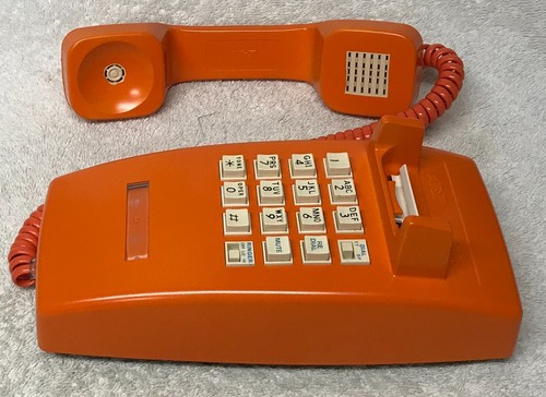 Vintage AT&T Model 100 Series ORANGE Push Button Touch Dial Wall Mount Telephone - Picture 5 of 7