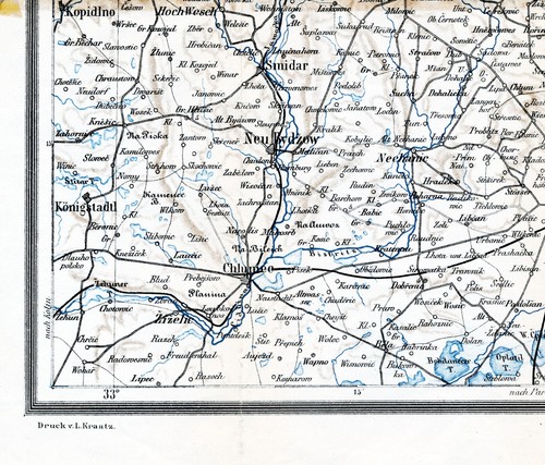 CZ Königstadtl Chlumec Smidary 1886 small orig. Partial map Městec Králové Žiželice