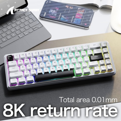 ATTACK SHARK X65 HE Magnetic Switch Rapid Trigger Keyboard, 8000 Hz, 0.01mm RT - Picture 15 of 34