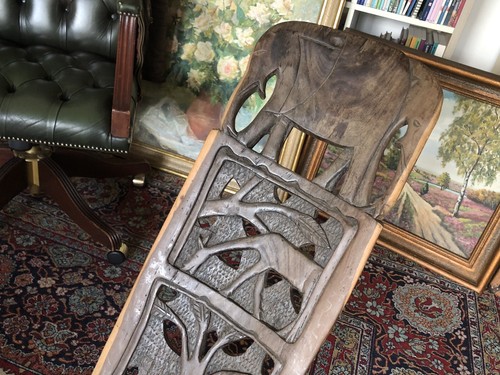 Antique Hand Crafted Engraved Wooden Africa Birthing Chair Tribal Art Senufo - Foto 10 di 24