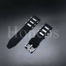 20 22 24 26 MM Soft Rubber Black Diver Watch Band Strap Fits For Invicta Bullet
