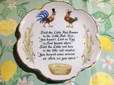 Antique Artmark Little Red Rooster Hen Plate Porcelain Japan Chickens Wall Art