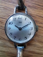 Pax Montre Femme Bracelet Jonc En Argent Massif Ancienne Vintage P1665