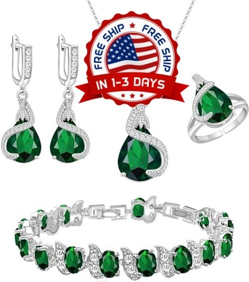 Conjunto de joyería para mujer regalo para aniversario cumpleaños boda Verde NUEVO