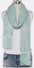 BNWT Cotton Blend Lurex Fringe Shawl Scarf - Mint
