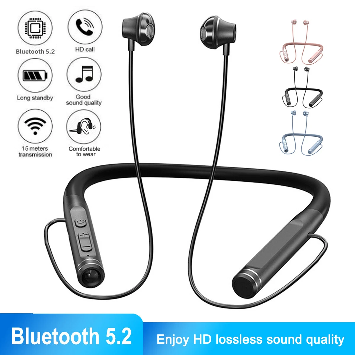 Wireless Bluetooth Headphones Super Bass Neckband Stereo Earphones Headsets Mic