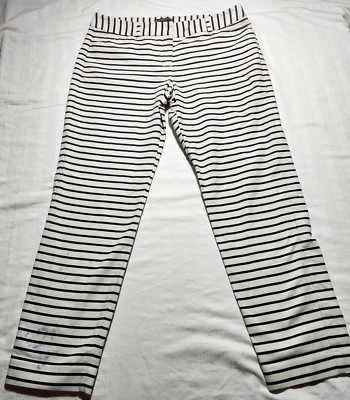 Express Editor Leggings Womens Size 6 White Black Striped Belt Loops Casual