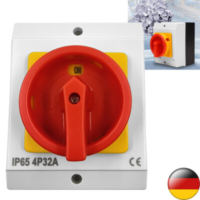 Hauptschalter 32A 4polig IP65 Kunststoff Gehäuse Trennschalter Lasttrennschalter
